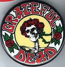 old pin GRATEFUL DEAD pinback SKULL and ROSES button #B
