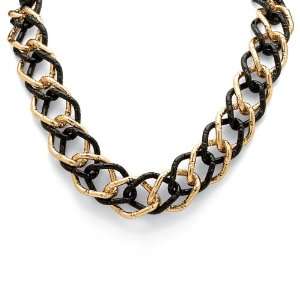   Jewelry Gold Tone/Black Ruthenium Finish Curb Link Necklace: Jewelry