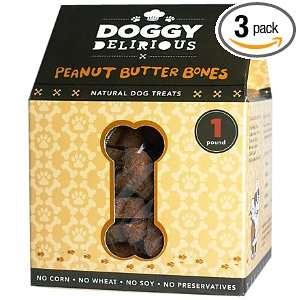 Doggy Delirious Bones, Peanut Butter, 1 Pound (Pack of 3)  