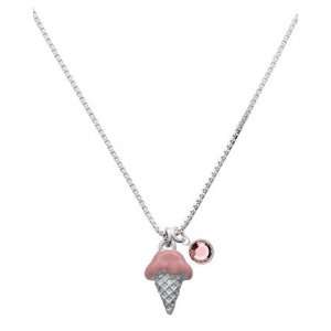  2 D Strawberry Ice Cream Cone Charm Necklace with Light 