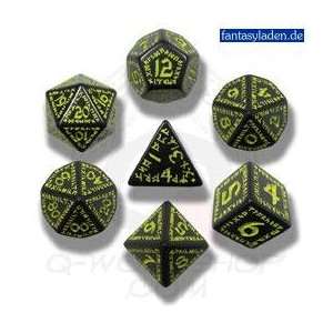  Carved Runic Dice Set (Black and Yellow) Toys & Games