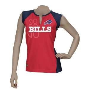   Buffalo Bills Womens Red Two Toned Split Neck Top