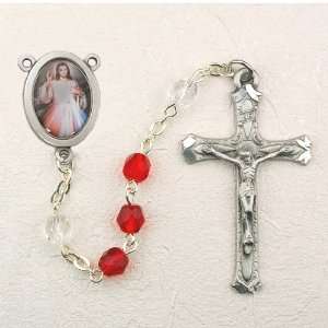  6mm Bead Divine Mercy Rosary, Red Rosary 