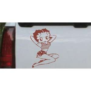 Brown 3in X 4.1in    Betty Boop Arms Up Cartoons Car Window Wall 
