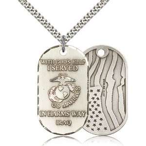  Silver Marines USMC Corps Iraq Medal Pendant 1 1/2 Mens Large x 3 