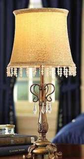 New Victorian Vintage Design Cream Lamp Fabric Shade Tan Bow Ribbon 27 