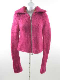 DESIGNER Magenta Full Zip Cardigan Sweater Jacket Sz P  