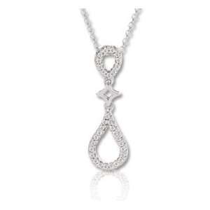    14k White Gold 1/10 Carat Diamond Tear Drop Necklace Jewelry