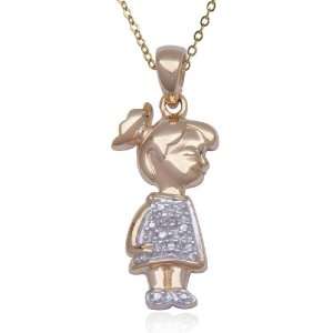   Yellow Gold Plated Sterling Silver Diamond Girl Pendant, 18 Jewelry