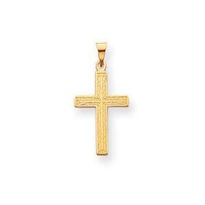  14k Yellow Gold Solid Cross Pendant: Jewelry