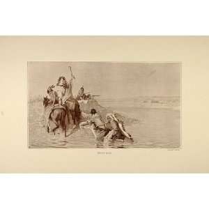  1893 Print Souix Indian War Party Bonnet De Cost Smith 