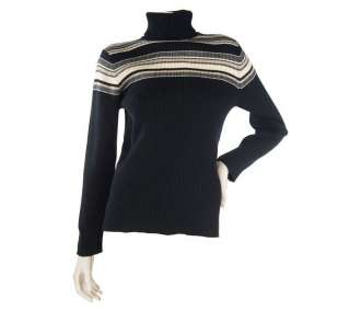QVC Womens D Denim & Co Ribbed Turtleneck Long Sleeve Sweater w 