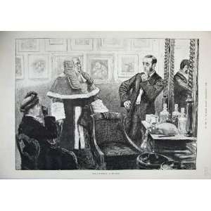  1886 Fine Art Wig Judge Court Man Woman Table Chair: Home 