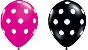 10 Black & Pink Berry Hot Pink Polka Dot Latex Balloons  