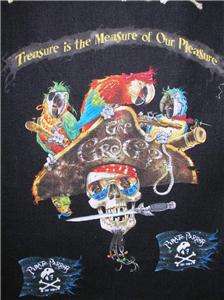 New Pirates Parrots Fabric BTY Skulls Crossbones Dagger  