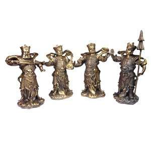 The Four Heavenly Kings (Brass)    Metal 4 Piece Feng Shui Enhancers 