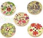 50 Mixed Flower 4 Holes Wood Sewing Buttons 30mm  