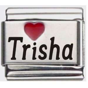  Trisha Red Heart Laser Name Italian Charm Link Jewelry