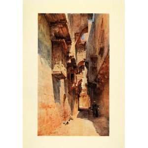 1907 Print Tulun Quarter Cairo Egypt Walter Tyndale Art Mule Donkey 
