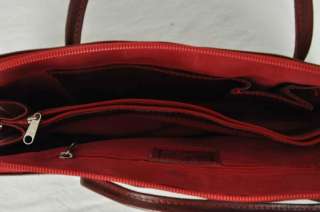 LEADERS in LEATHER Red tooled Satchel Purse  