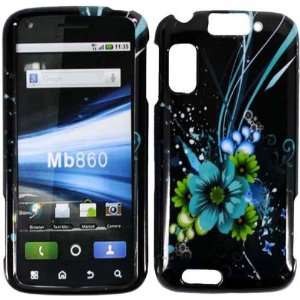 Motorola Atrix 4G MB860 Blue Flower on Black Protective 