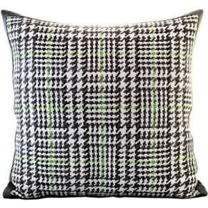  Lance Wovens Prince of Wales Lime Leather Pillow: Home 