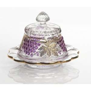 Mosser Glass Grape Butter Dish   Crystal Decorated:  
