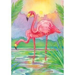  Tropical Pink Flamingos Mingos Garden Flag Banner: Patio 