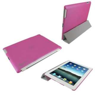 3n1 Pink Rubber Back Case Work w/ iPad 2 Smart Cover  