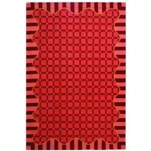   Collection Hand Hooked Red Wool Area Rug 2.60 x 4.00.