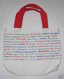 Gift Bag Merry Christmas in many languages on white  