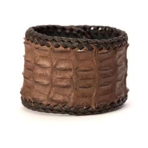  Brown genuine alligator crocodile wristband bracelet by 