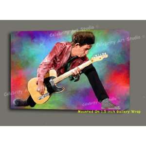 : KEITH RICHARDS ROLLING STONES ORIGINAL MIXED MEDIA CANVAS PAINTING 