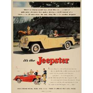 1948 Ad Willys Jeepster Horseback Riding Football   Original Print Ad