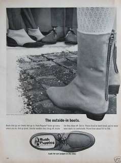 1966 HUSH PUPPIES SHOES/BOOTS Vintage Print Ad 10 x 13  