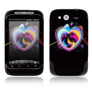 HTC WildFire S Decal Skin Sticker  Neon Hearts