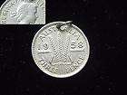 ANTIQUE VINTAGE 1958 AUSTRALIAN STERLING SILVER THREEPENNY COIN TOKEN 