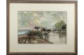 Roland Clements Estuary Mill Watercolour Painting  