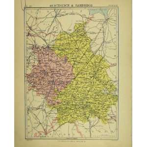  Map Huntingdon Cambridge England Britannica Ninth 1881 