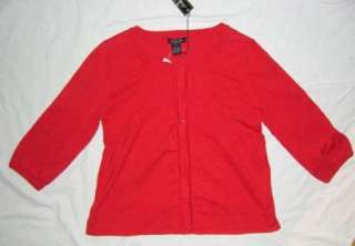 NWT Womens Linda Matthews Petite Red Sweater P LARGE  