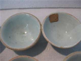 Antique Oriental Chinese Korean Celadon Miniature Porcelain Bowls x 11 