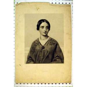  1847 Antique Print Portrait Virgilia Beautiful Woman