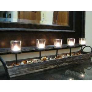 METAL and wood CANDLE HOLDER: Home & Kitchen