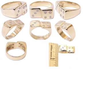 Exquisite, 14K Gold & Diamond Lucky 7 Estate Dice Ring  
