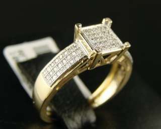 LADIES/WOMENS WG PAVE PRINCESS ENGAGEMENT DIAMOND RING  