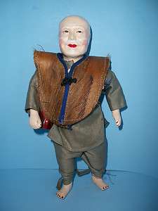 Vintage Composition Chinese Man Doll in his Original Chinese Peasant 