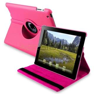   Pink 360 Rotating Magnetic Swivel Stand Leather Case Cover For iPad 2