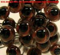 12 Pair 4mm BROWN GLASS EYES on wire  
