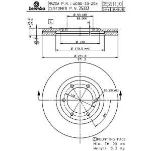  Brembo BDR25332 Mazda Brake Rotor Automotive