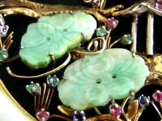 14k gold Chinese Jade Empire Jade Medallion Pendants Ruby  